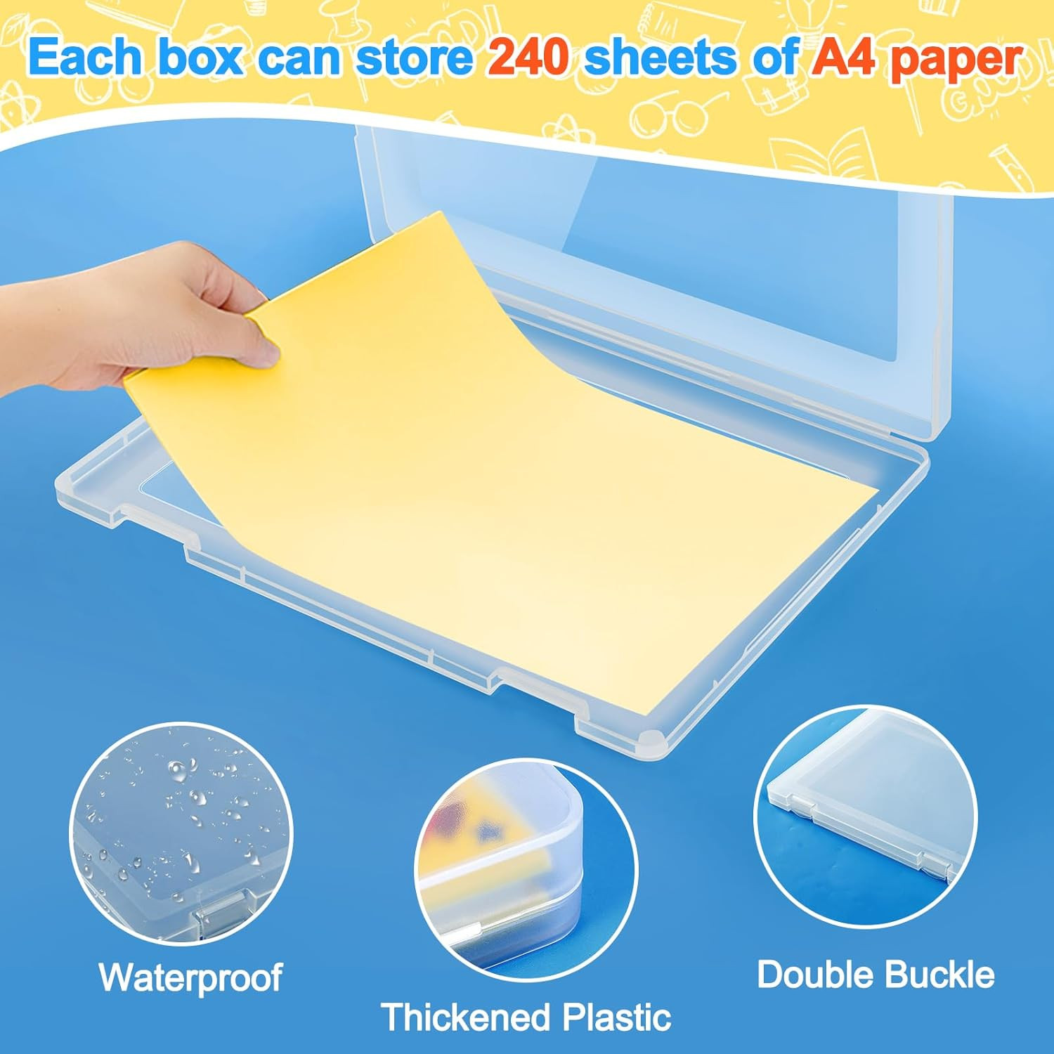 1 Pack A4 File Box Paper Organizers Holder, Transparent Document Paper Project C