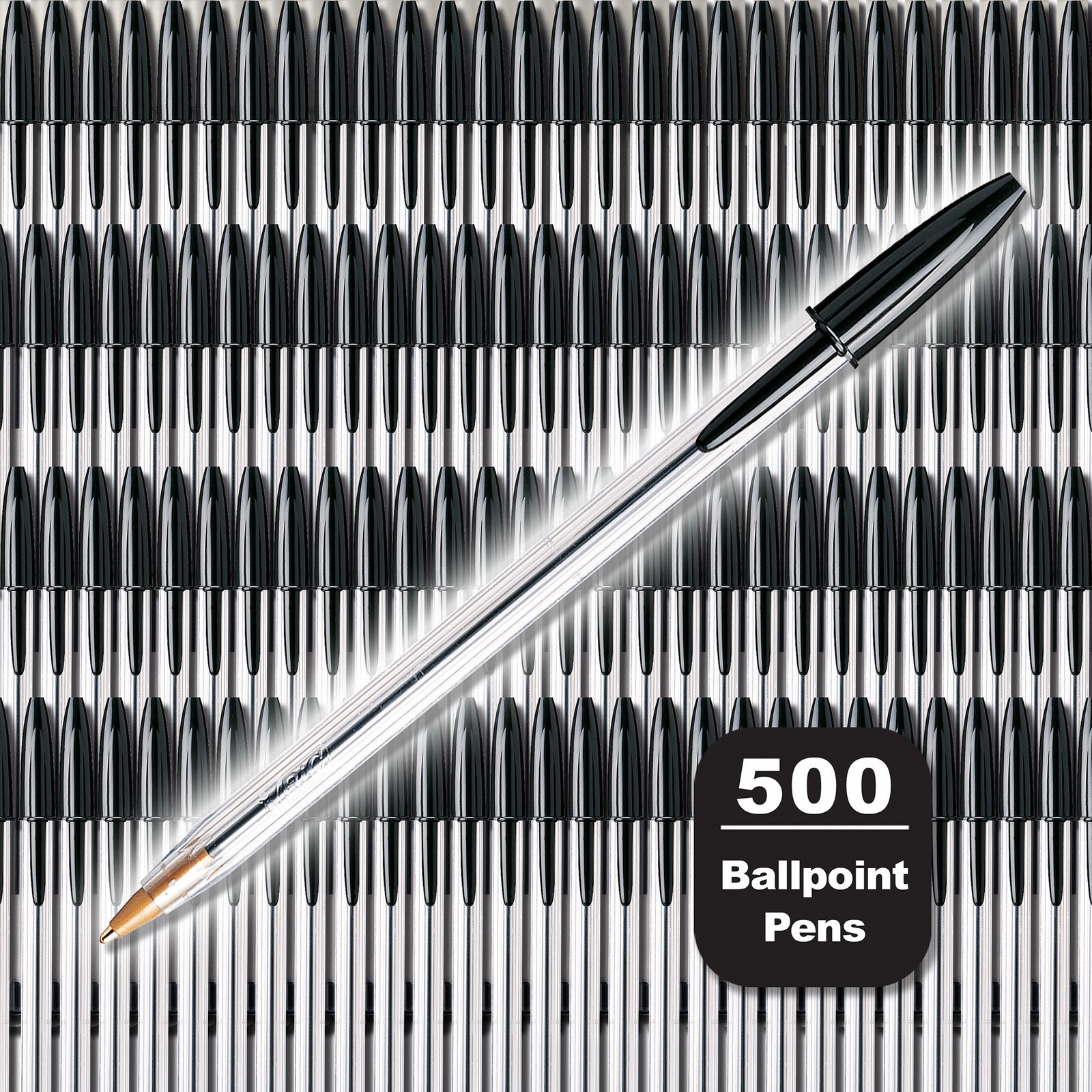BIC Cristal Xtra Smooth Black Ballpoint Pens, Medium Point 1.0mm, 500-Count Pack