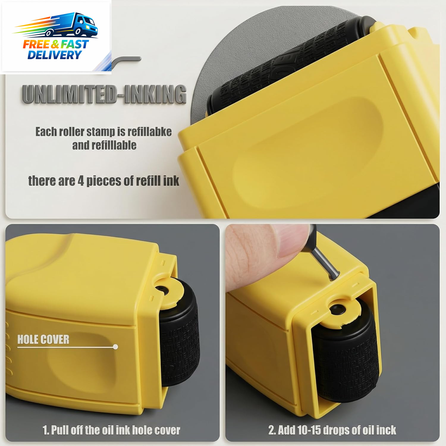 2 Pack Identity Protection Roller Stamp Identity Theft, Confidential, Privacy Ro
