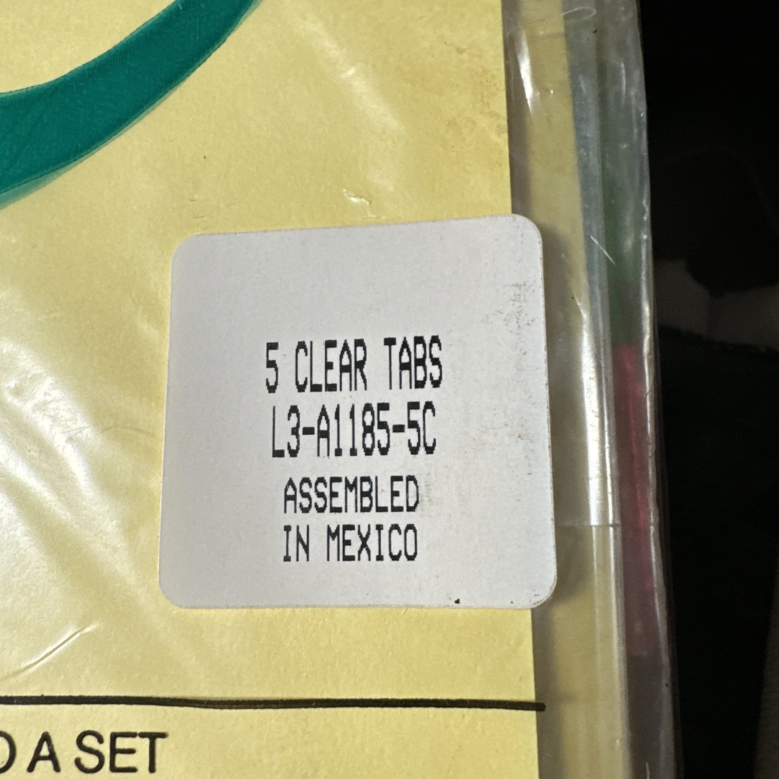 Cascade INSERTABLE BOOK BINDER INSERTS Set of 5 CLEAR TAB INDEXES L3-A1185-5C