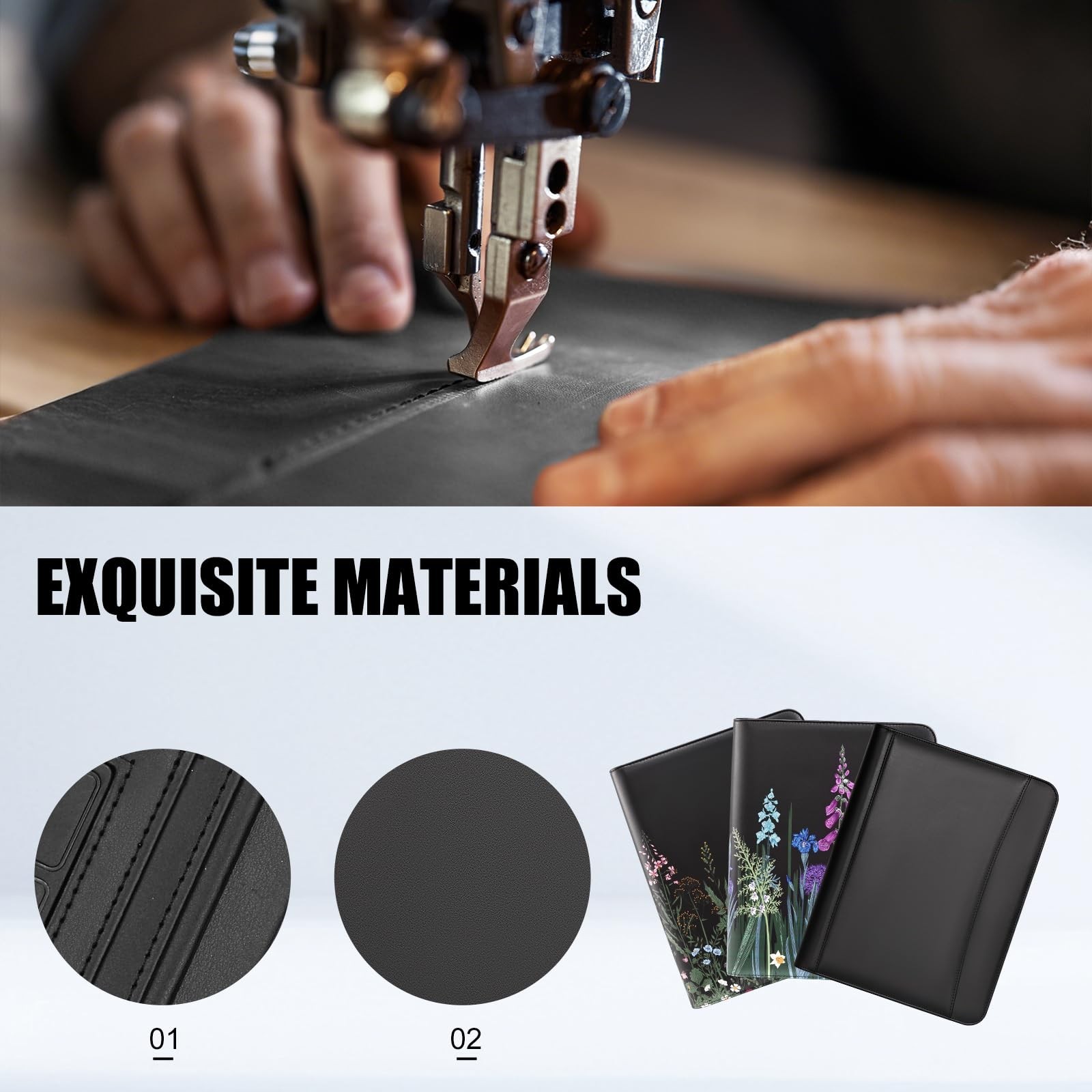 Leather Padfolio Organizer for Men & Women – Professional Resume Holder, Zippere