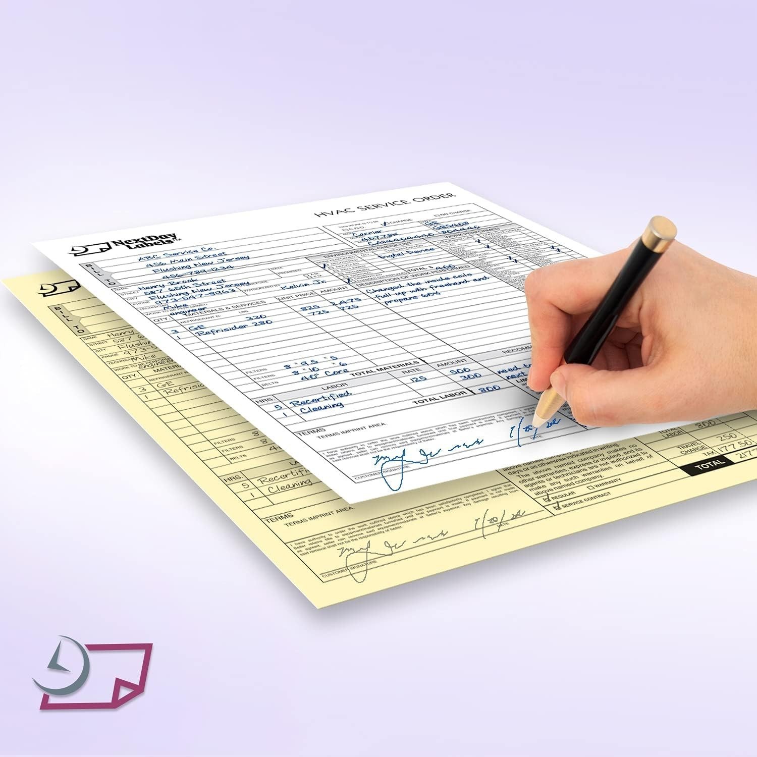 Carbonless Paper 2-Part, White & Canary, 5 Reams / 2500 Sheets (1250 sets)