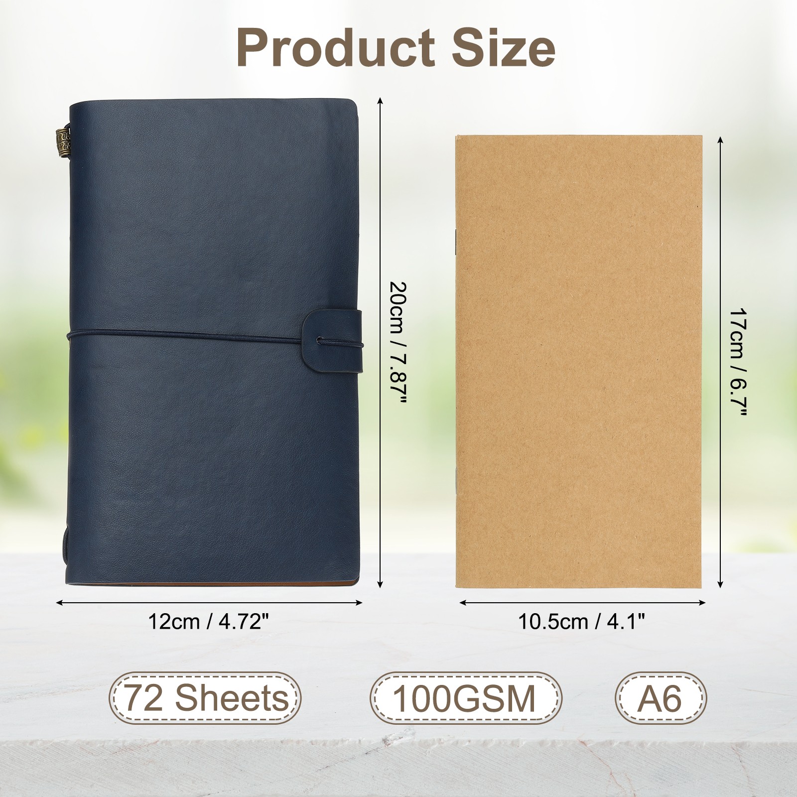 1Pcs, Vintage Retro PU Leather Notebook for Travel Diary Planner Dark Blue