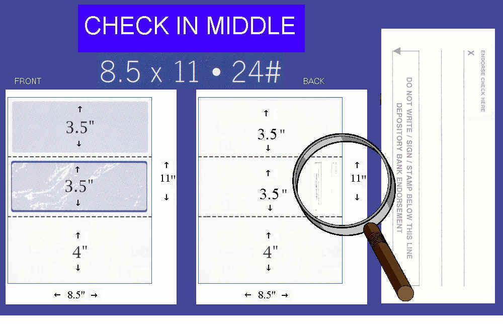 50 Blank Check Stock Paper – Check in Middle – Brown Diamond