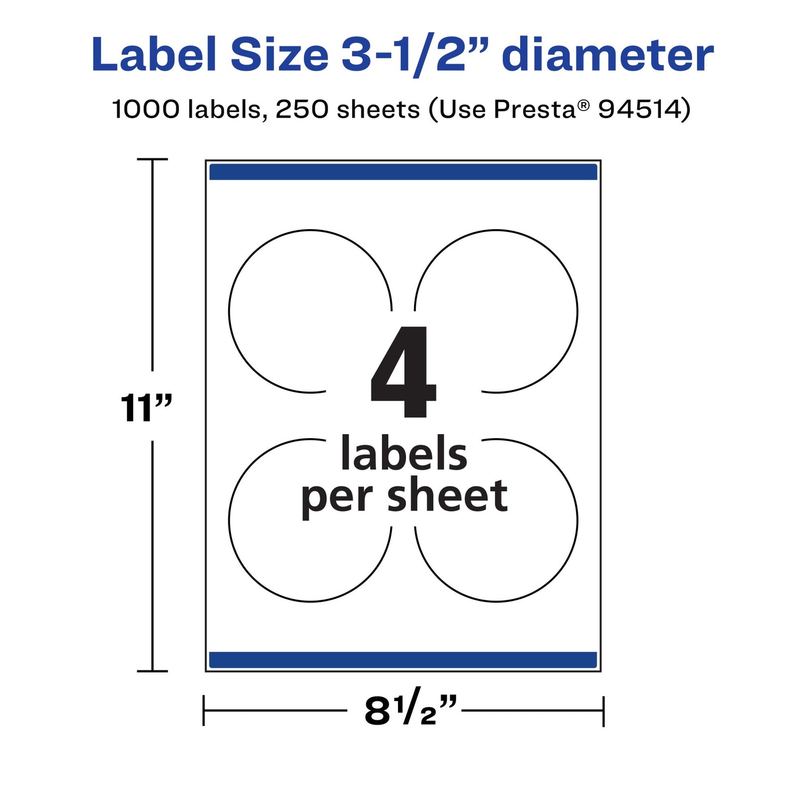 Avery Matte White Round Labels Sure Feed Technology 3.5 Diameter 1000 Matte