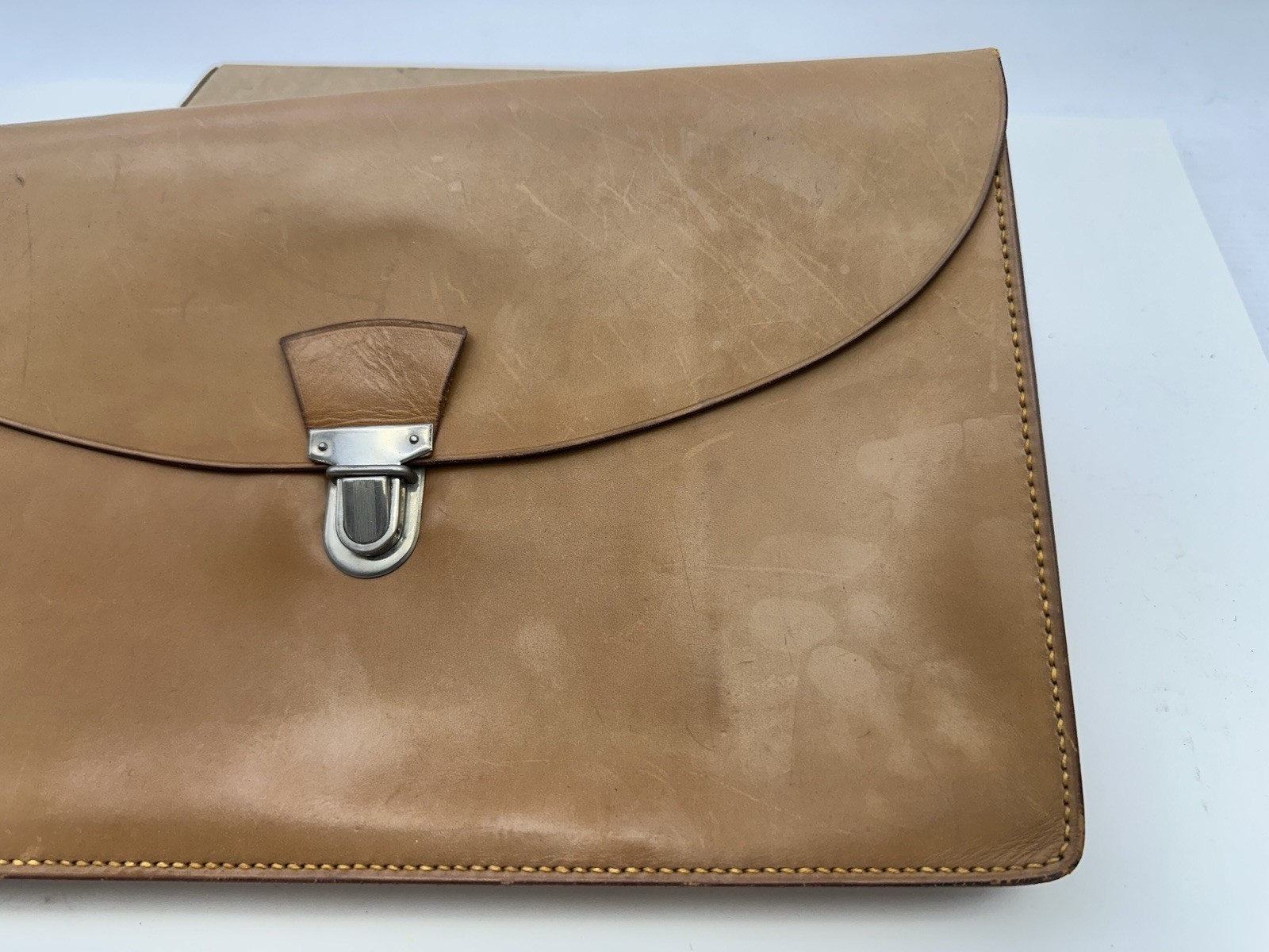 Vintage Haussmann Paris France Leather File Folder Portfolio Central Snap Clasp