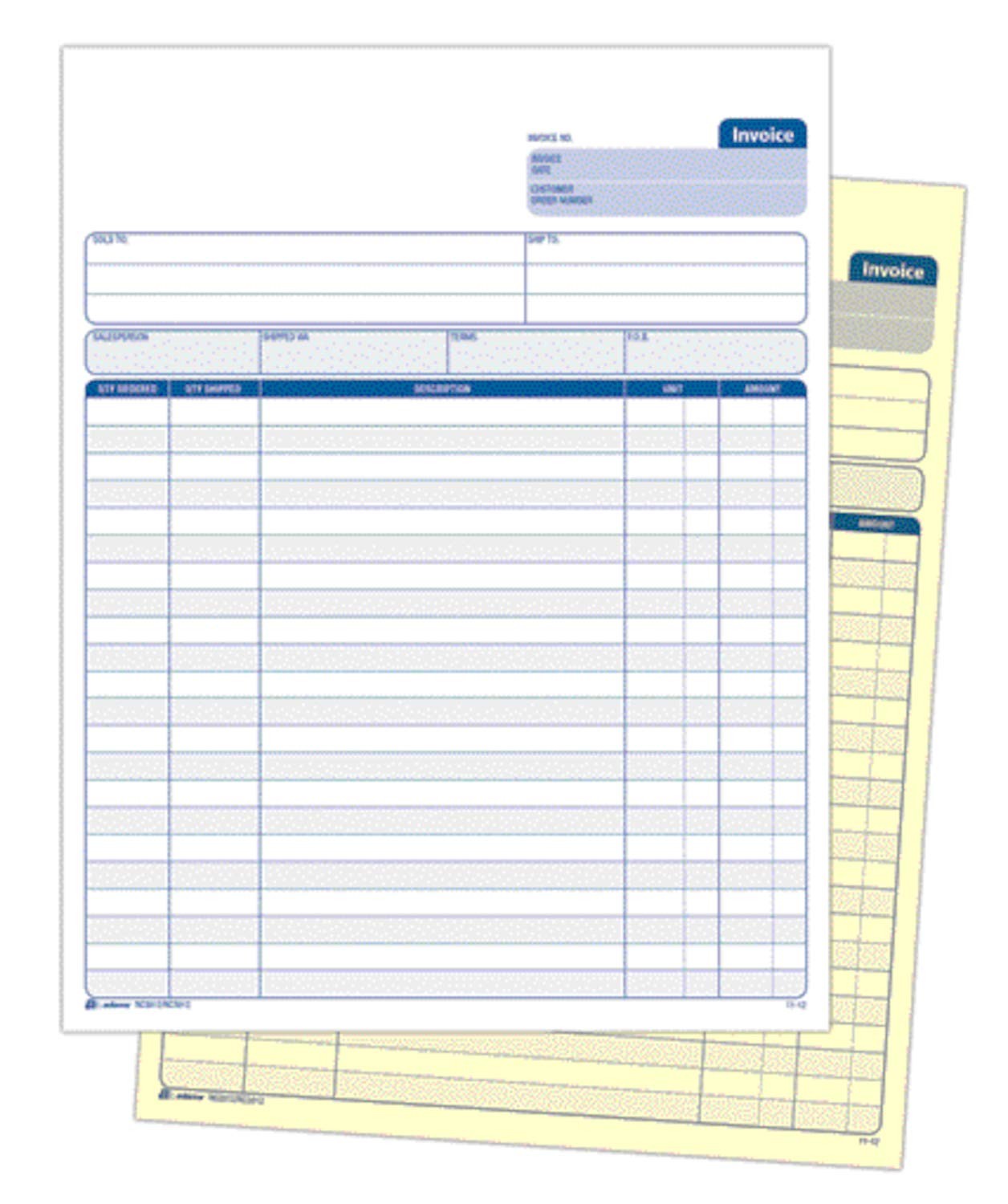 Adams Invoice Unit Set 8.5 X 11.44 Inch 2-Part Carbonless 100-Pack White And