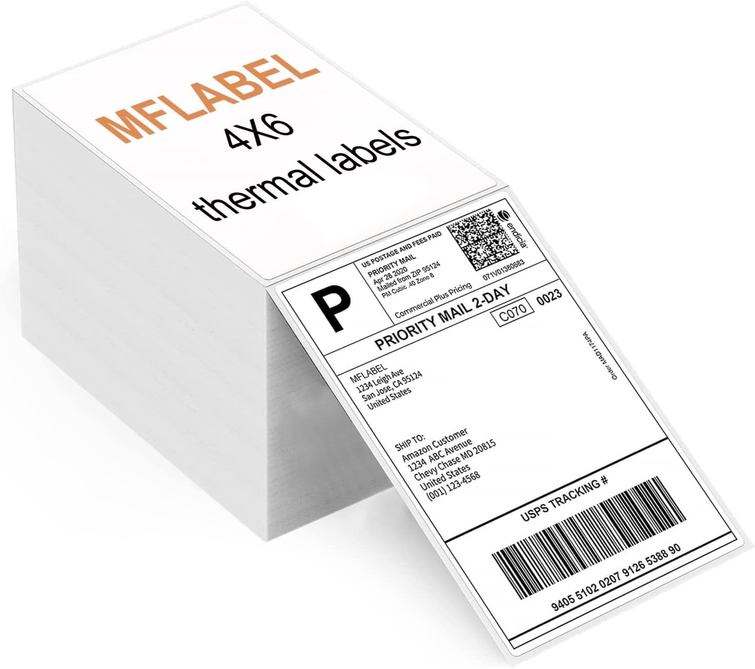 4×6 Perforated Direct Thermal Address Shipping Labels For Rollo & Zebra Fanfold