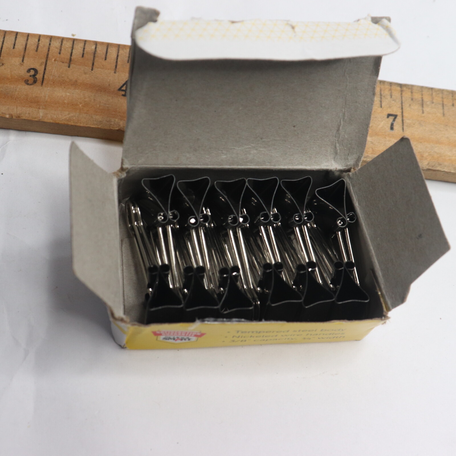 (12-Pk) School Smart Binder Clip Set Tempered Steel/Nickel Wire 3/4″ 032397