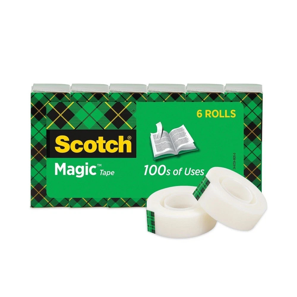 Scotch Magic Tape Refill, 1″ Core, 0.75″ x 36 yds, Clear, 6/Pack