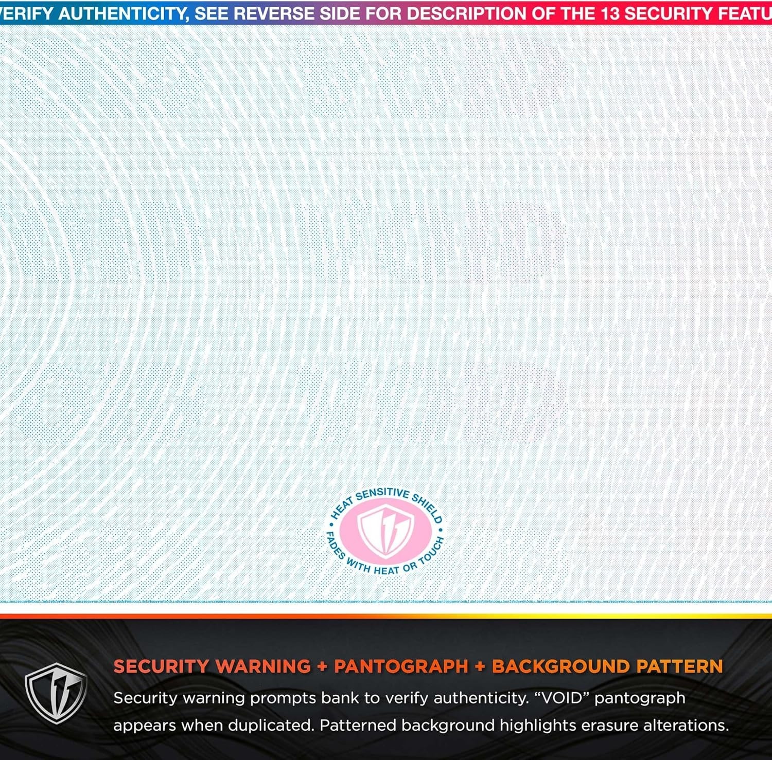 Blue Red Galaxy Check Paper 13 Security Features Compatible with Laser Inkjet