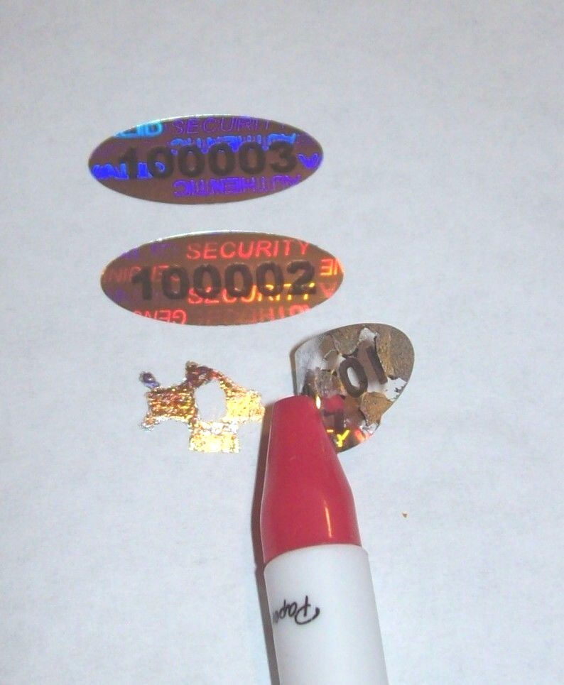 SVOc 1000 Custom Print SVAG Oval Hologram Tamper Evident Sticker Label Seals