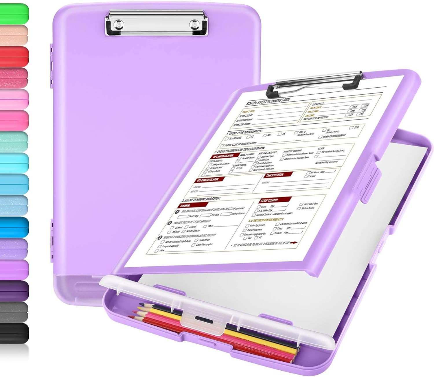 Sooez Clipboard with Storage, Clip Board 8.5 X 11 with Pen Holder, Plastic Organ
