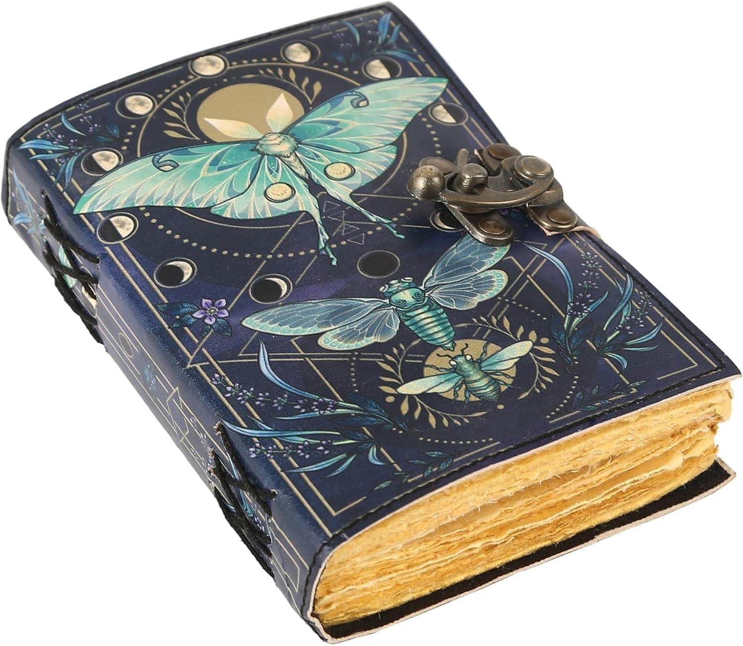Book of Spells Leather Bound Journal Deckle Edge Grimoire Printed Diary Witch…