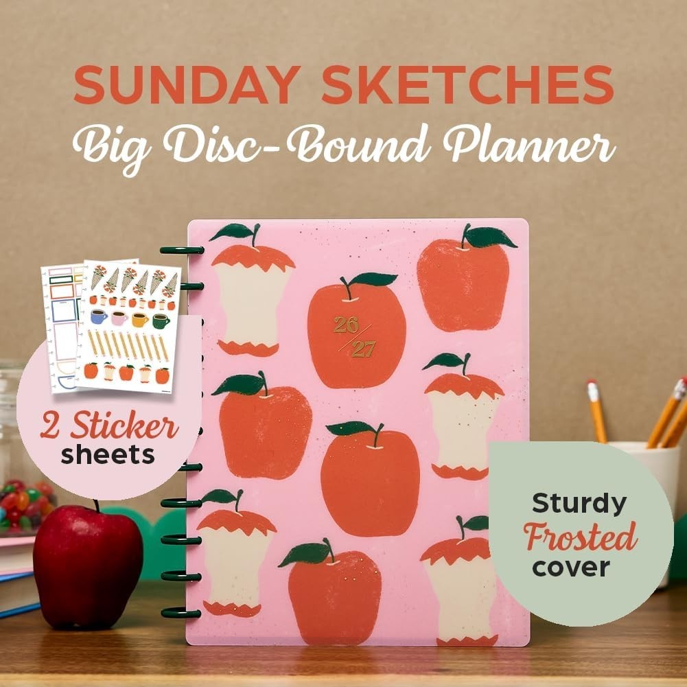 2026-2027 Sunday Sketches Planner, Big Academic Layout for Teachers and Students