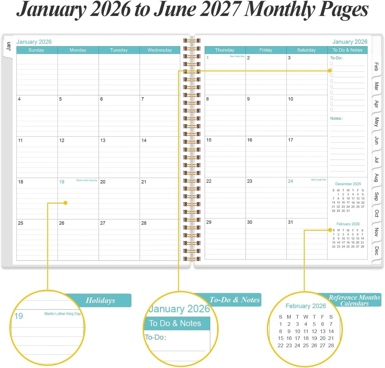 Professional 2026-2027 Calendar Planner with Inner Pocket & Laminated Tabs
