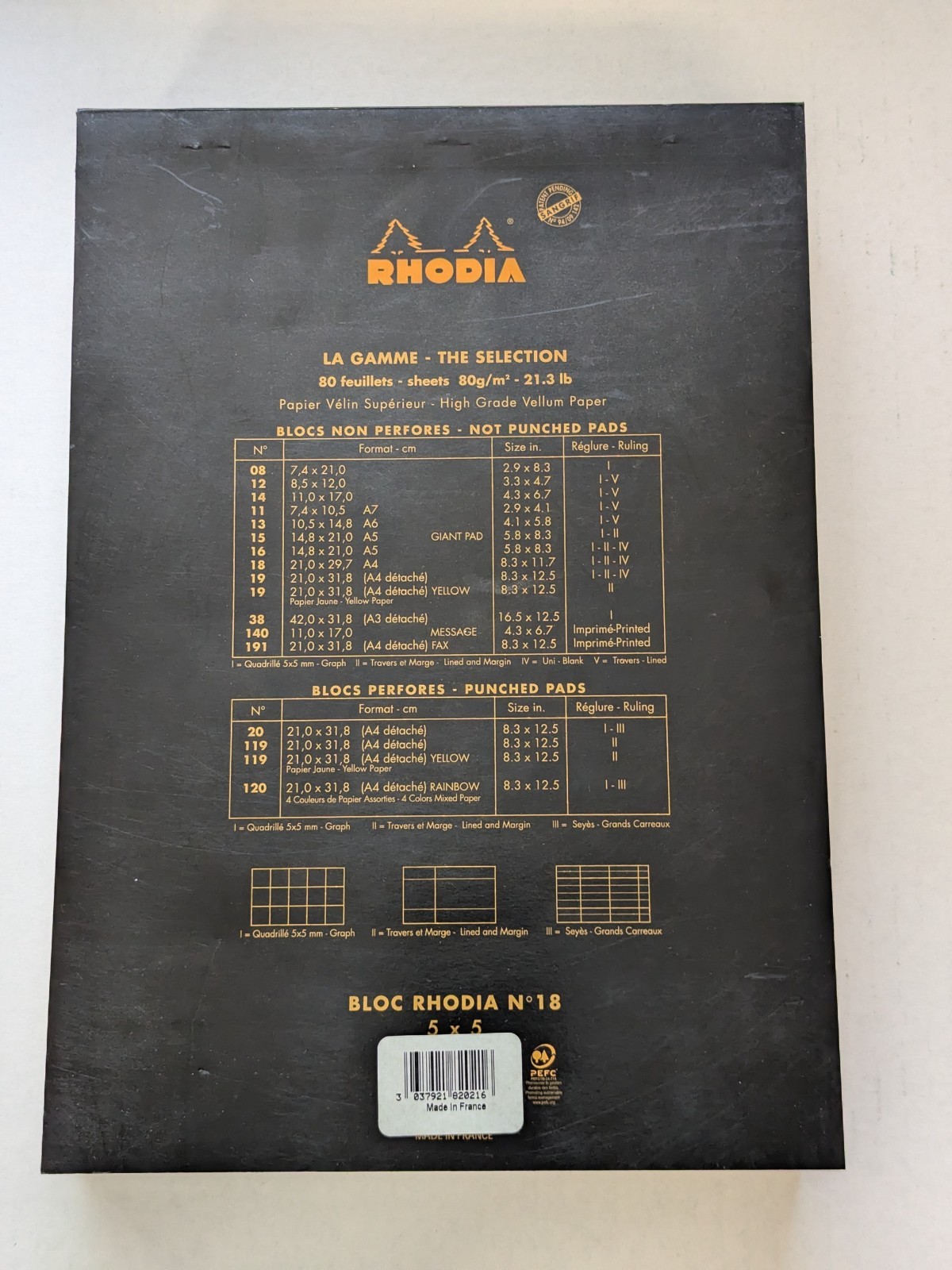 Rhodia A4 (8.3X11.7in) & A5 (5.8X8.3in) 5x5mm 80-Sheet Graph Paper Pads (7 ttl)