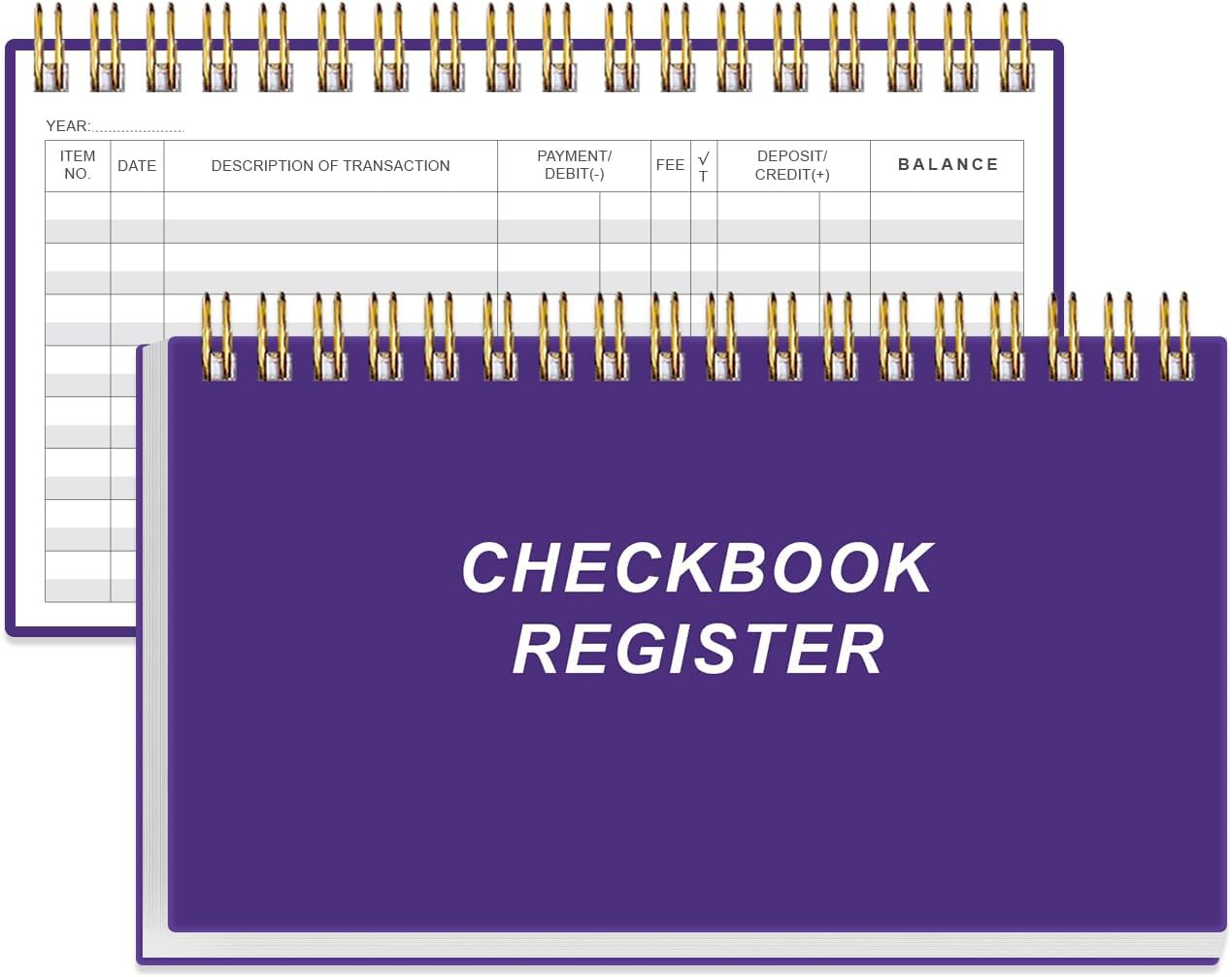 Check Registers for Personal Checkbook – A6 Blank Ledger Transaction Registers f
