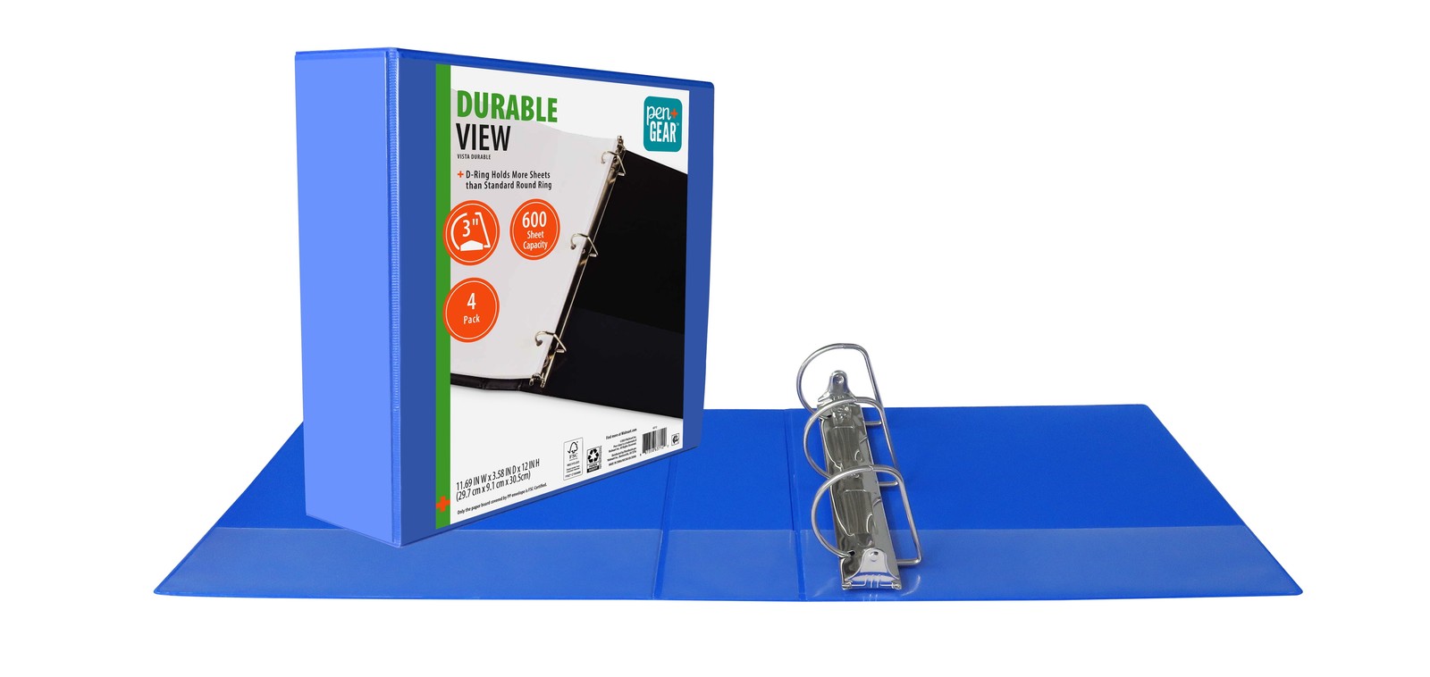 Pen + Gear Durable View 3-Ring Binder with 3-Inch Rings 4 Pack (Blue) 💪👌