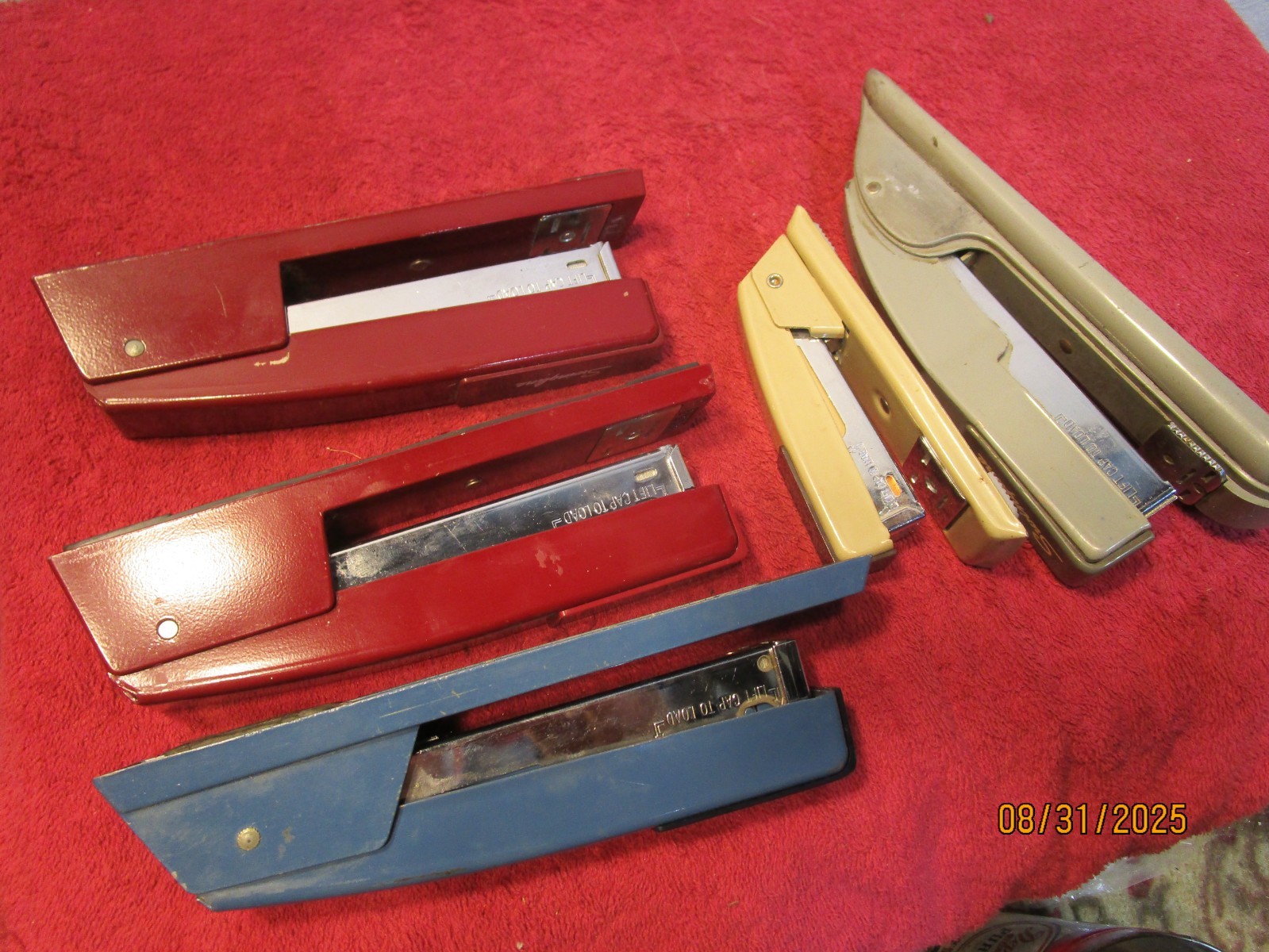 Lot of 5 Vintage Swingline Staplers Red Blue Grey