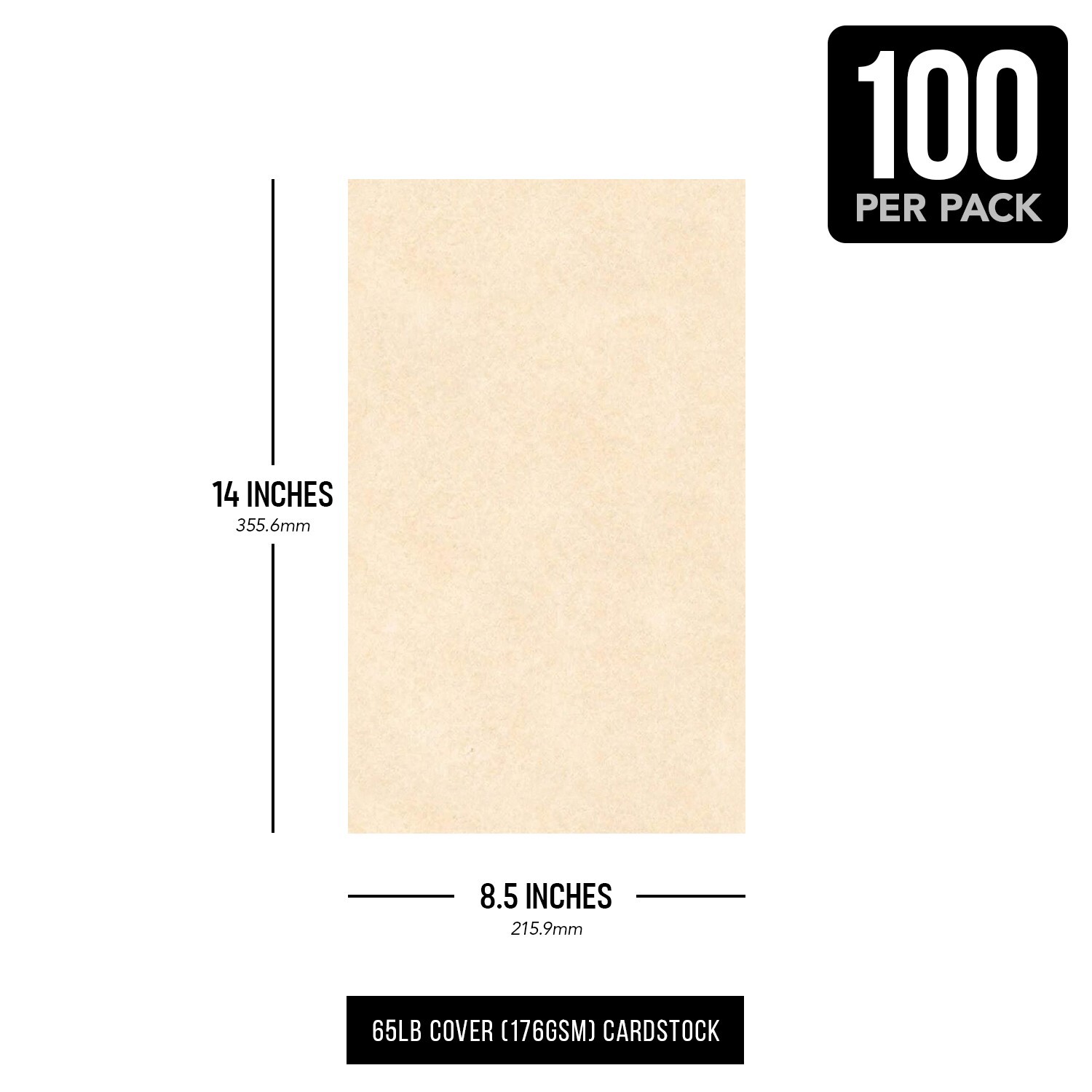 Natural Parchment Card Stock Paper, 65lb Cover (176GSM), 8.5 x 14, 100 Sheets