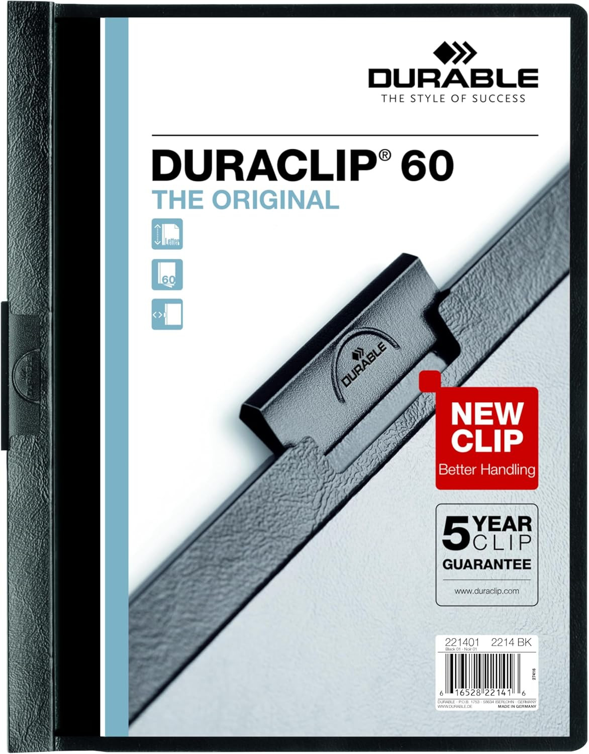 DURACLIP Letter-Size Report Covers, Clear/Black, 60 Pages, 25 Pack
