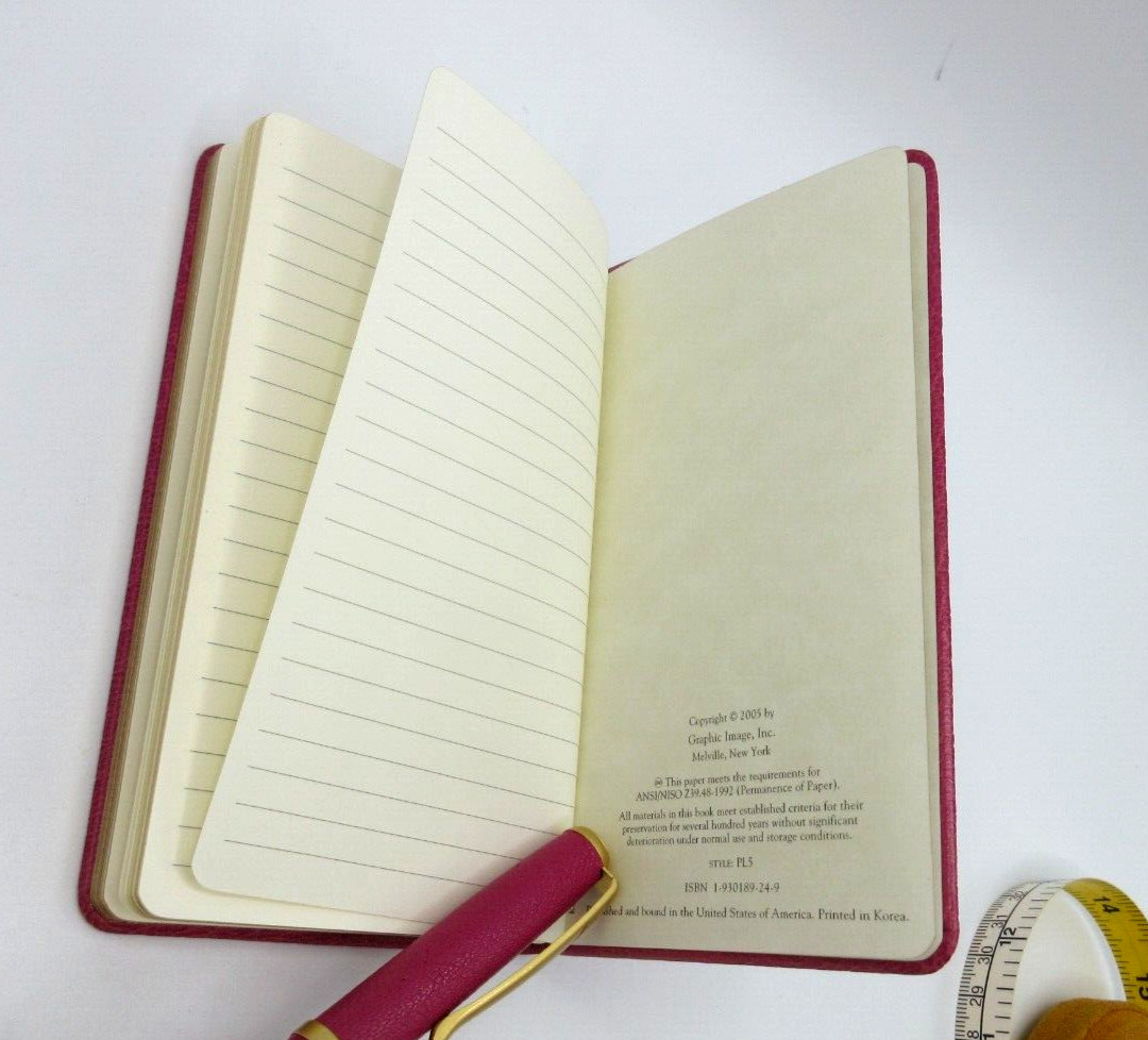Personal Pocket Notebook Leather Softcover 3×5″ Lined Pages Graphic Image Pink