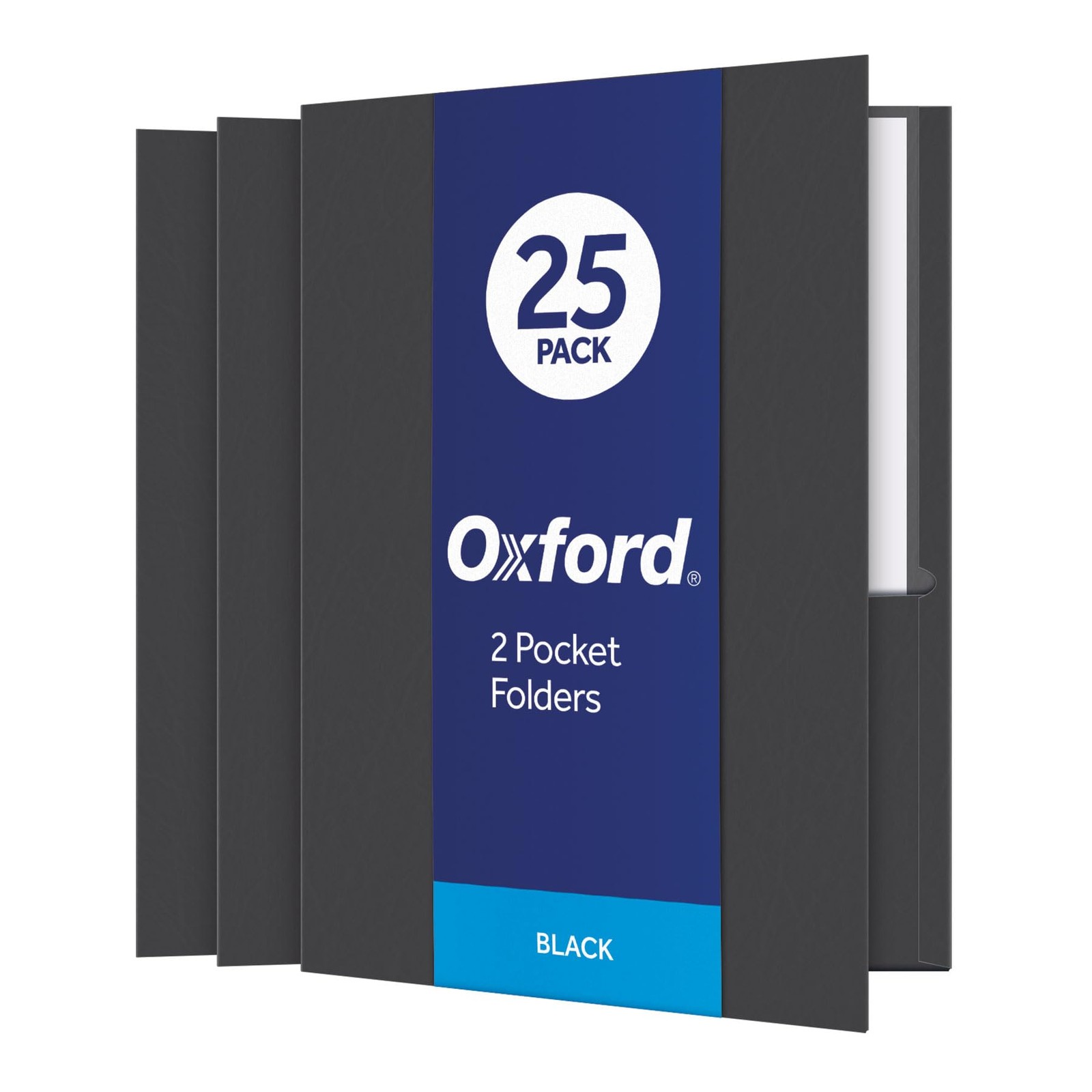 Oxford Twin-Pocket Folders, Textured Paper, Letter Size, Black, Holds 100 She…