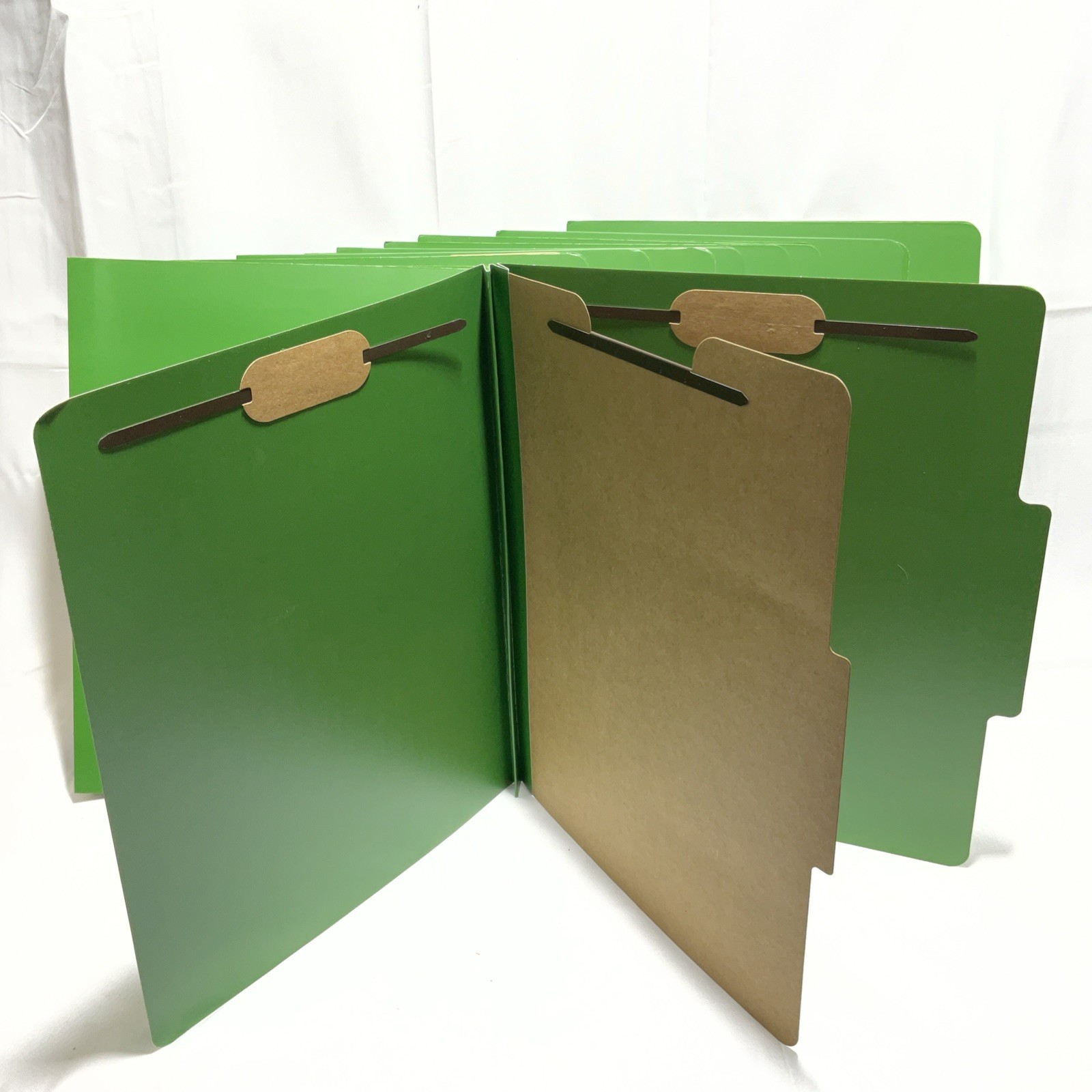 10 Pack Classification Folders, 1-Divider, Letter Size, Green, with 2 Inch Exp