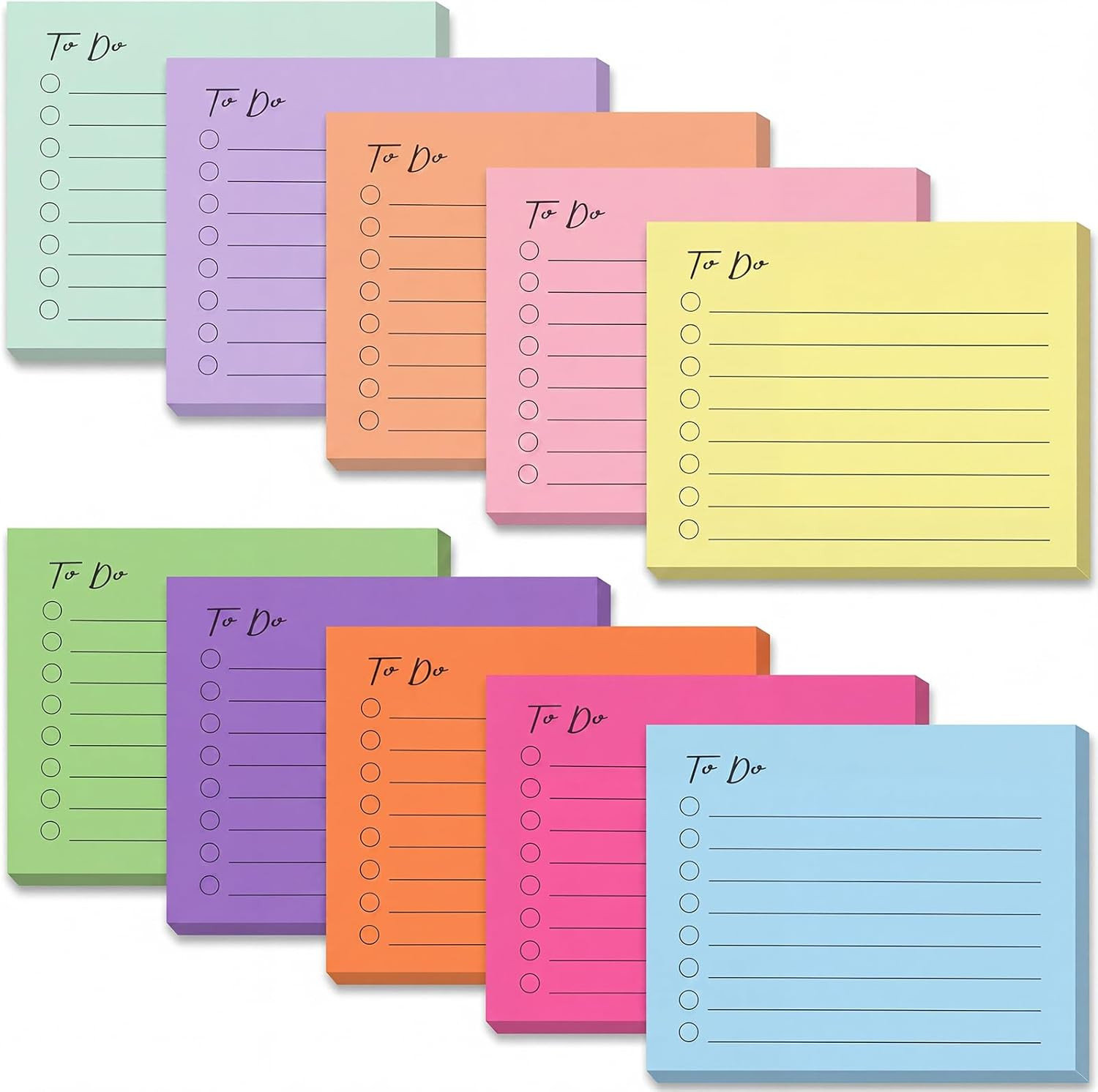 10 Pack to Do List Notepad Lined Sticky Notes, 3″x4″, 500 Sheets, Sticky Note…
