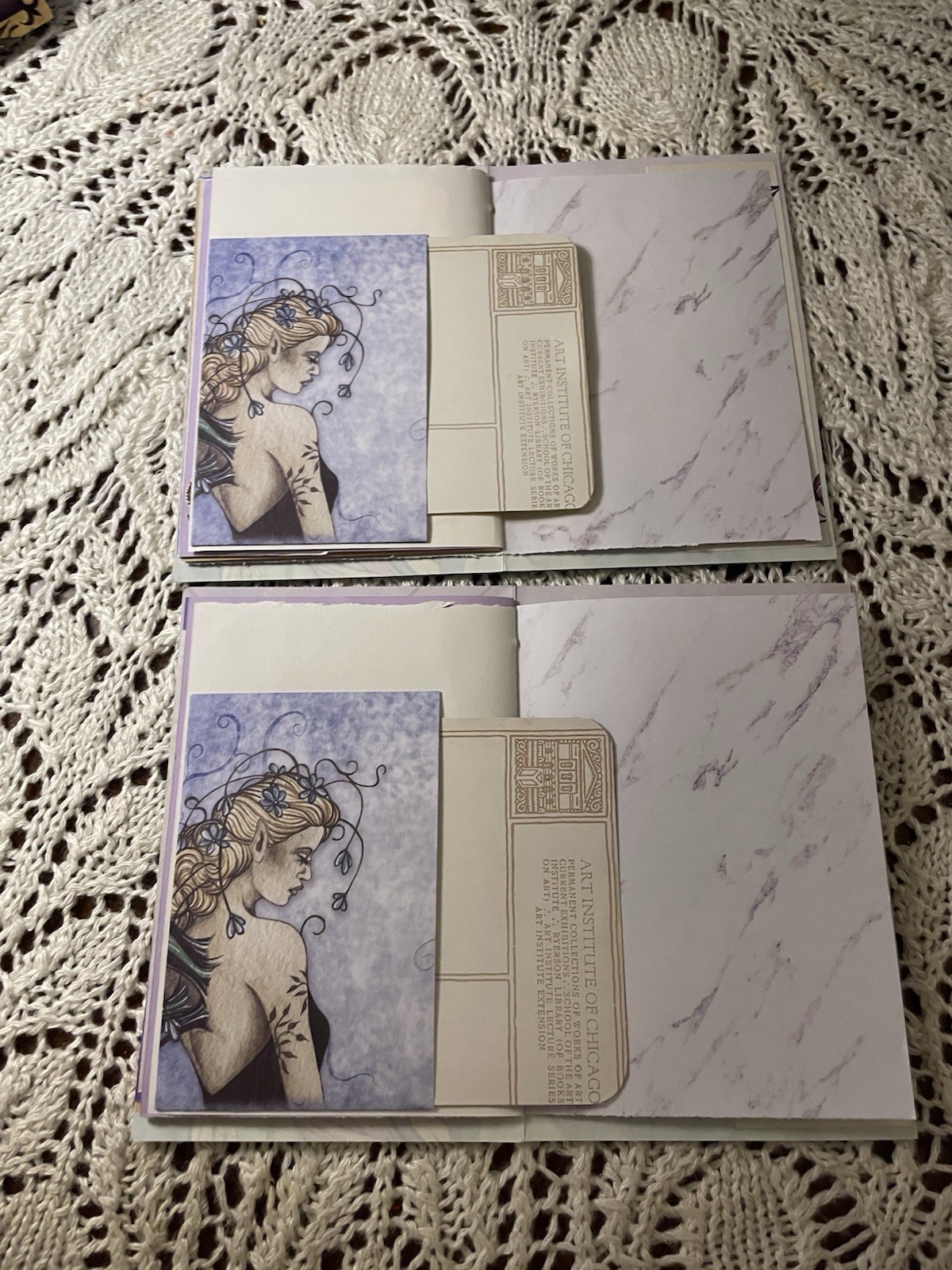 2 Junk Journal Greeting Cards Handmade 4”x6” “Live Your Dreams” Blank W/Env.