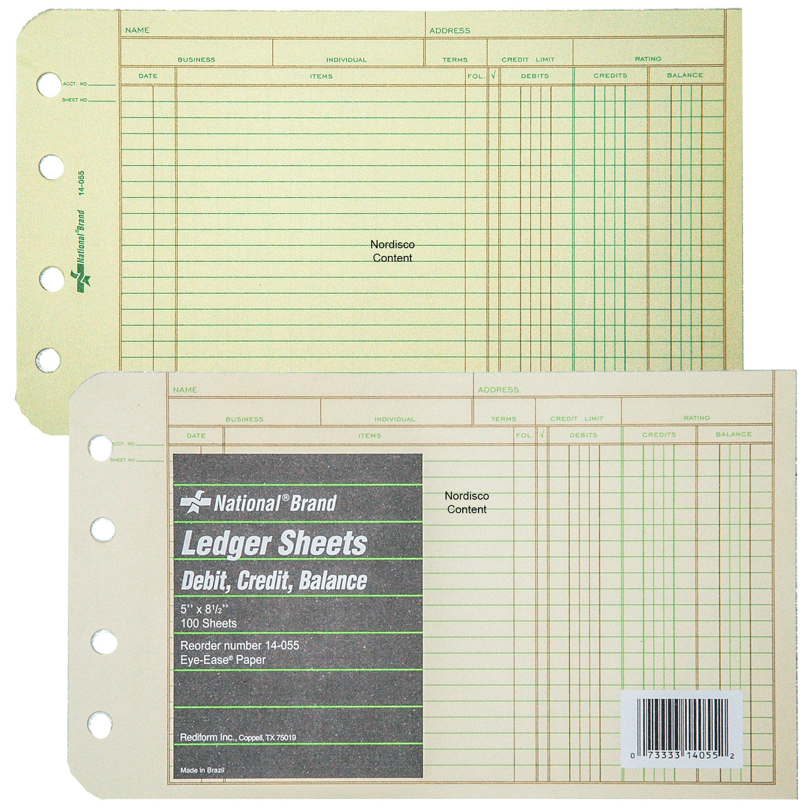 National Brand 14-055 Ledger Sheets, 5 x 8-1/2″, Eye-Ease Paper, 100 Sheets