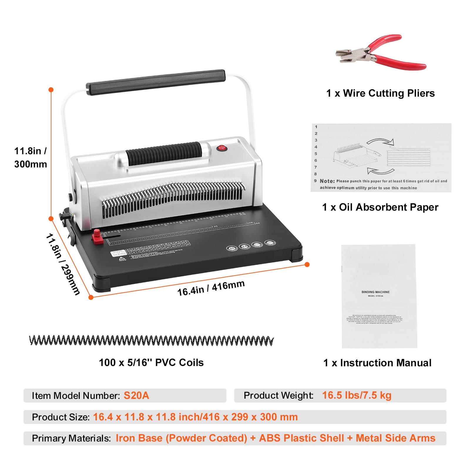 VEVOR Coil Spiral Binding Machine Book Maker Electric Binding 100 Binding Spines