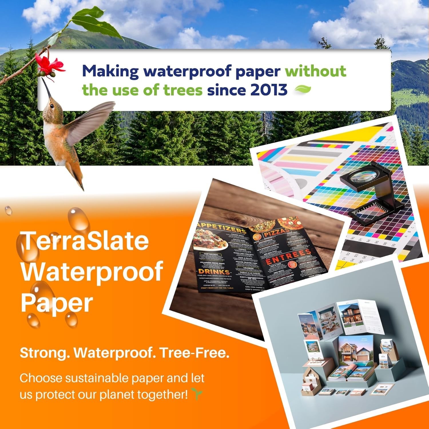 TerraSlate (1000 Sheets) Premium Weatherproof Printer Paper 8.5 x 11 In Letter