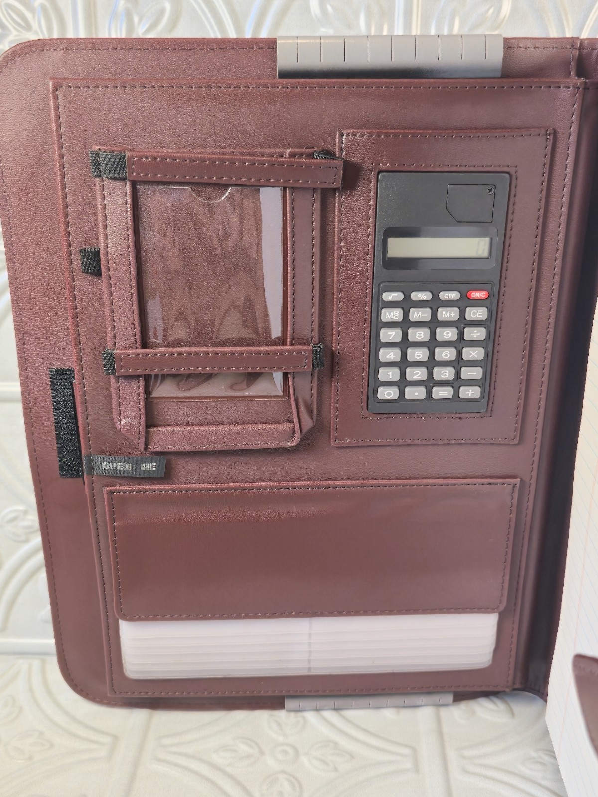 Genuine Leather Executive Portfolio Classic Style $80 Burgundy Binder Calculator