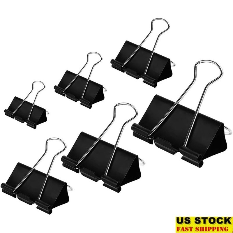 100 Pack Binder Clips Tempered Steel Office School Home Use Paper Clips