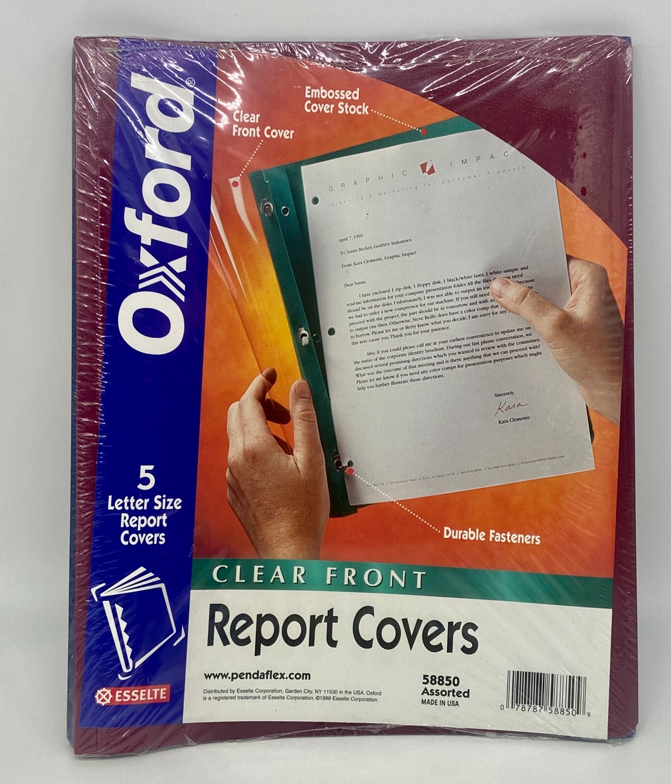 Oxford Report Covers Clear Front Letter Size Pack of 5 #58850 – Made in USA