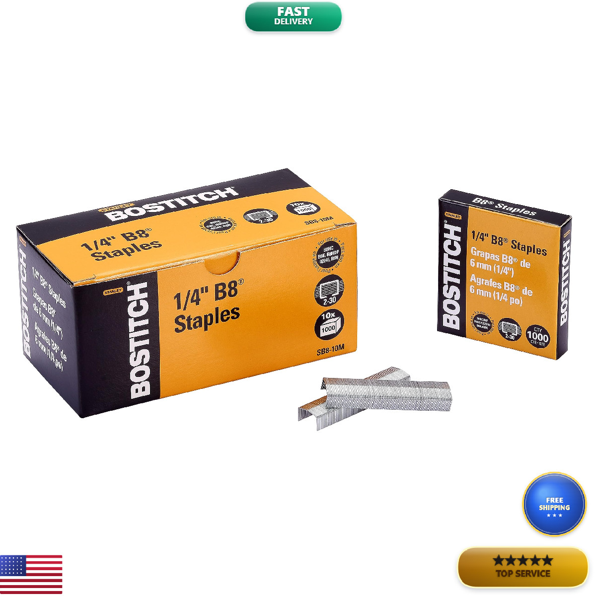 Bostitch Office B8 Powercrown Staples 0.25 Inches 10000 Total In 10 Separate