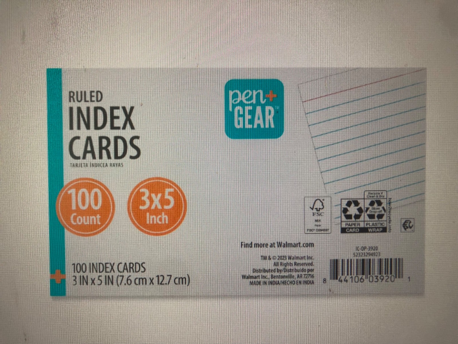 Free Shipping Pen+Gear Ruled Index Cards, 3″ x 5″, White, 100 Count