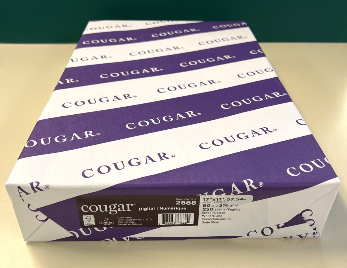 80# White Cougar Digital Cover 11″x17″ Smooth Cardstock Paper 250/Factory Ream