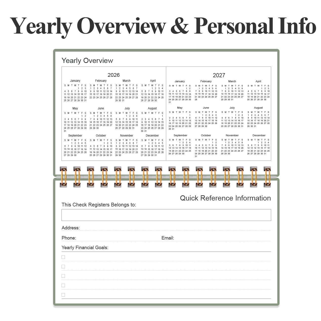 Check Registers for Personal Checkbook A6 Blank Ledger Transaction Registers…