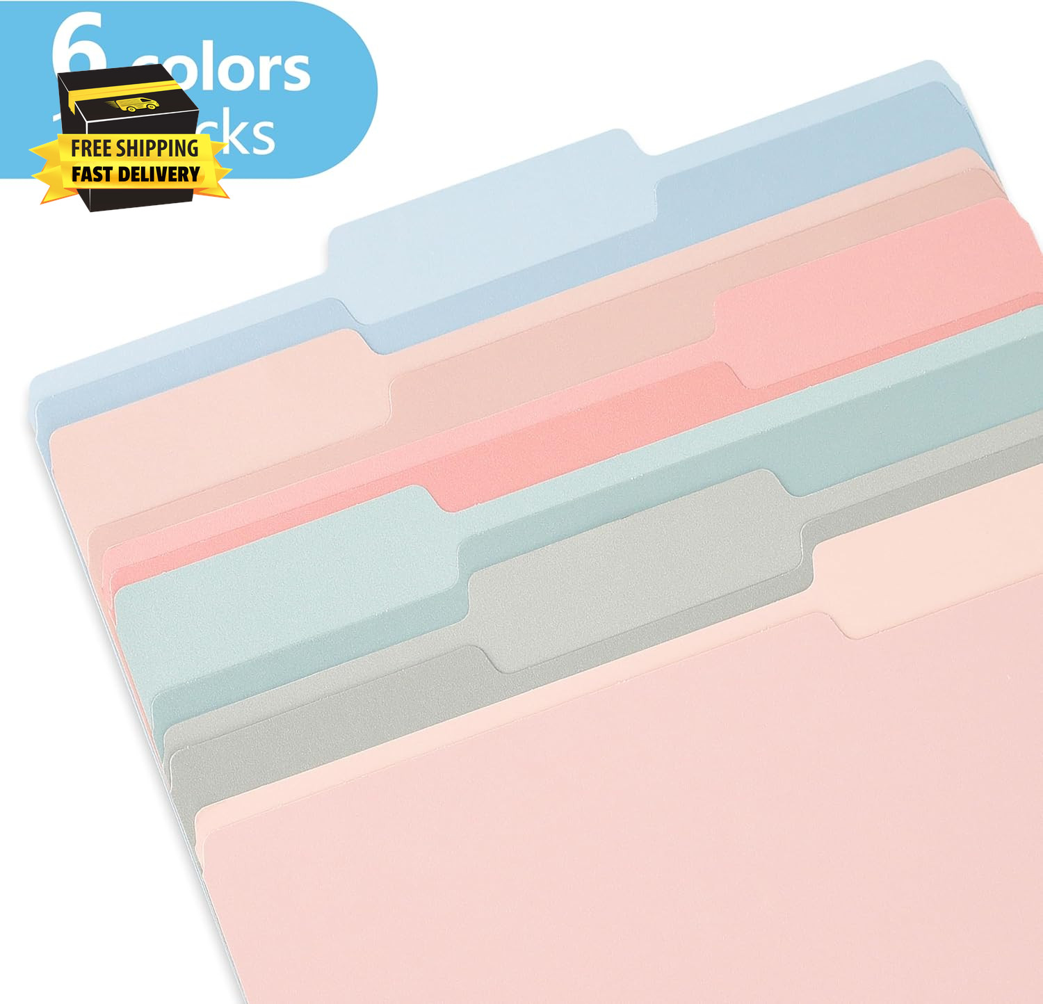 Two Tone Colored File Folders,18 Pack 6 Pastel Colors Manilla Folders 8.5X11,Ass