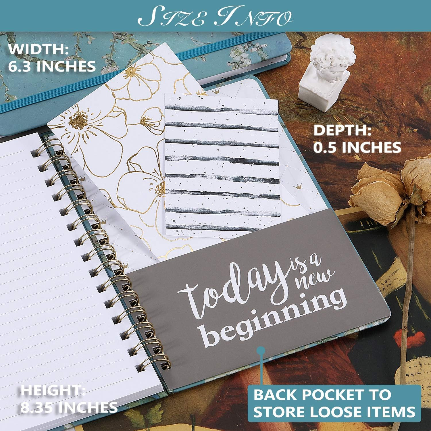 Hardcover Ruled Journal Notebook 6.3×8.35 Spiral College Ruled 134 Pages