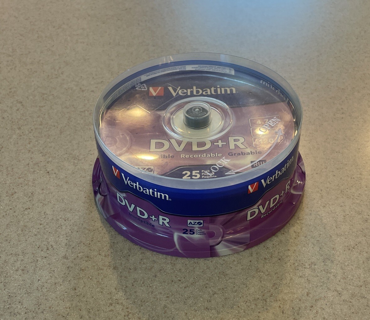 Verbatim DVD+R Discs, 4.7GB, 16x, Spindle, Silver, 25/Pack