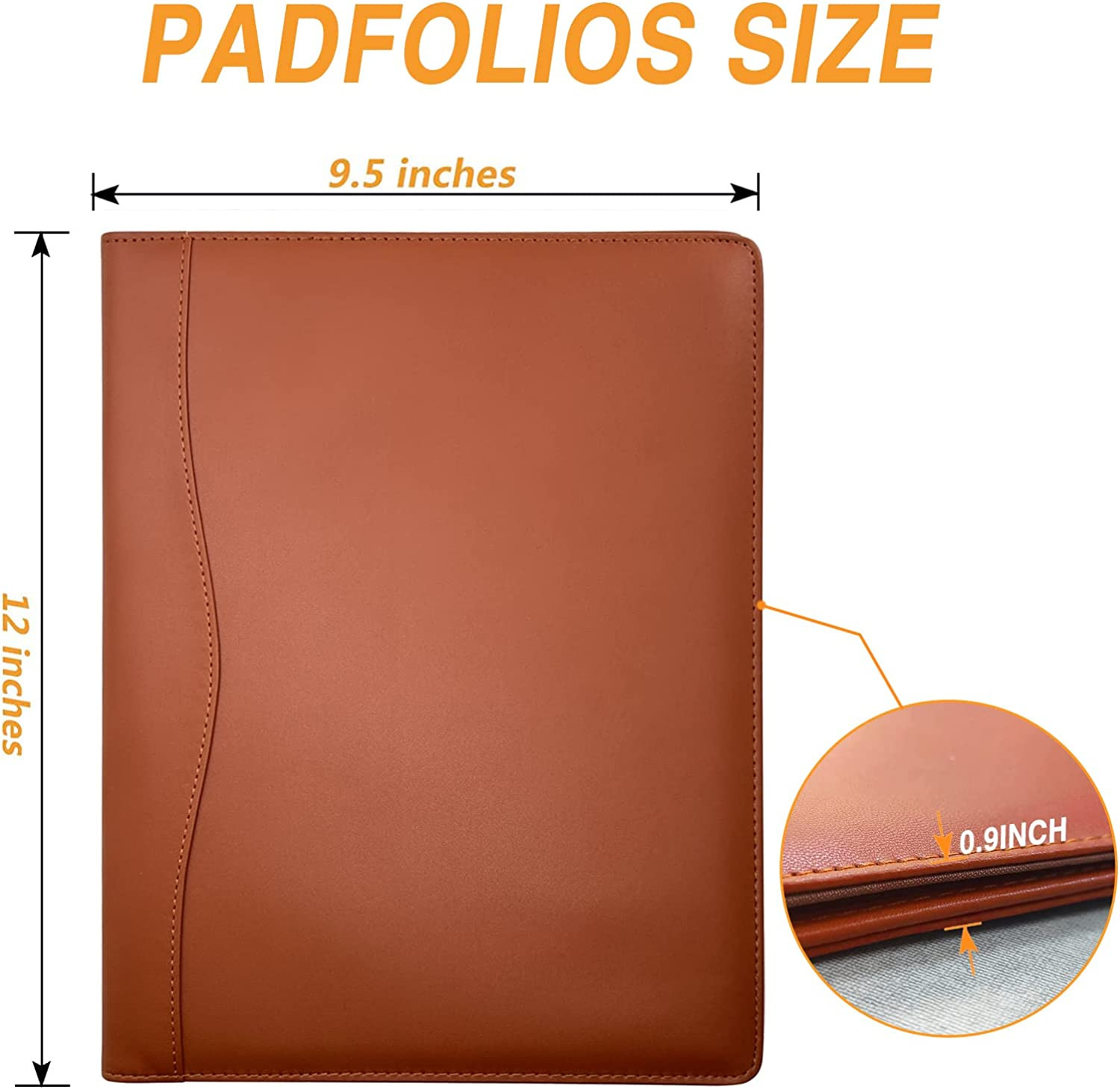 (Brown) Leather Portfolio Folder Padfolio Business Padfolio Organizer Document