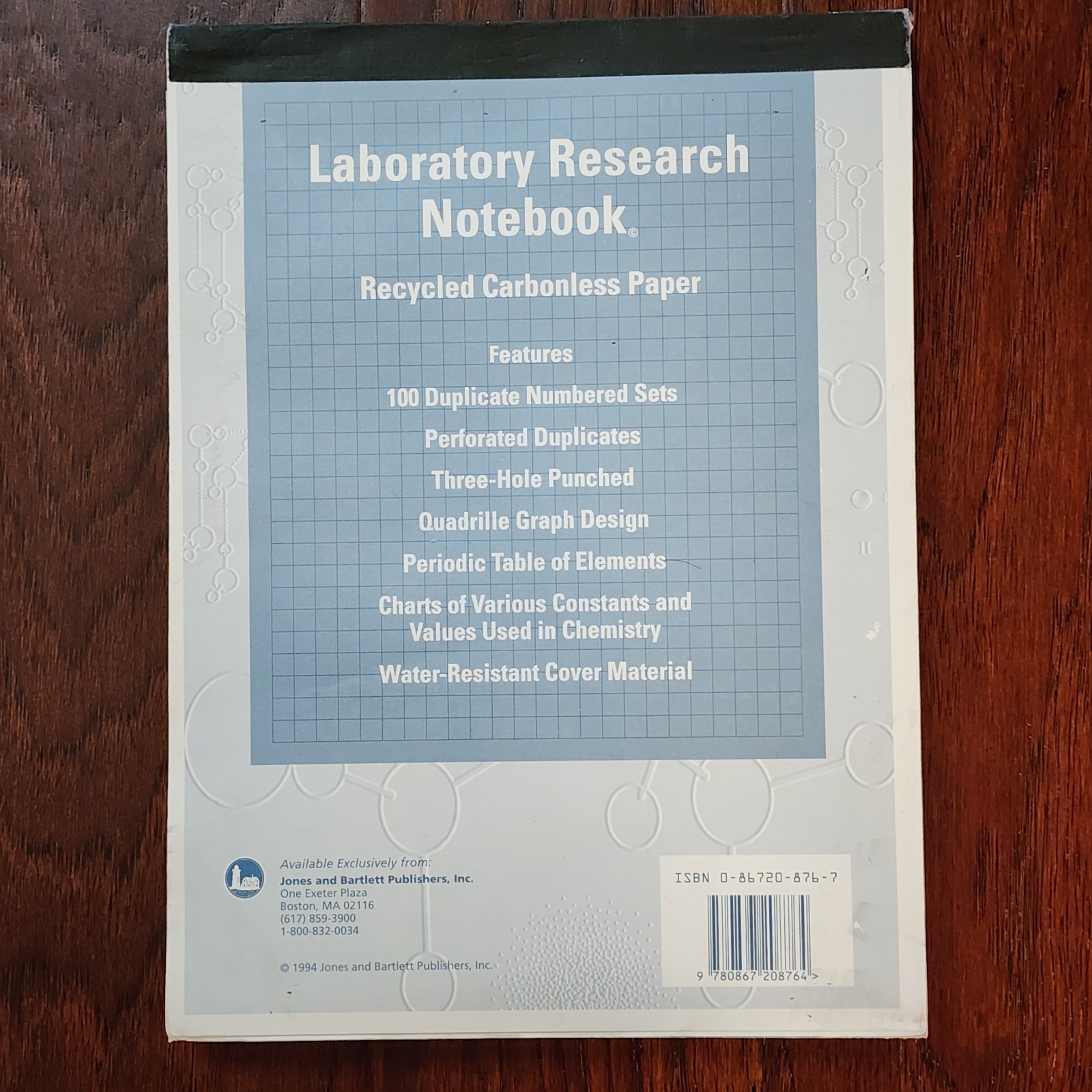 Vintage 1994 JONES BARTLETT Laboratory Research Notebook 100 Duplicate Sets