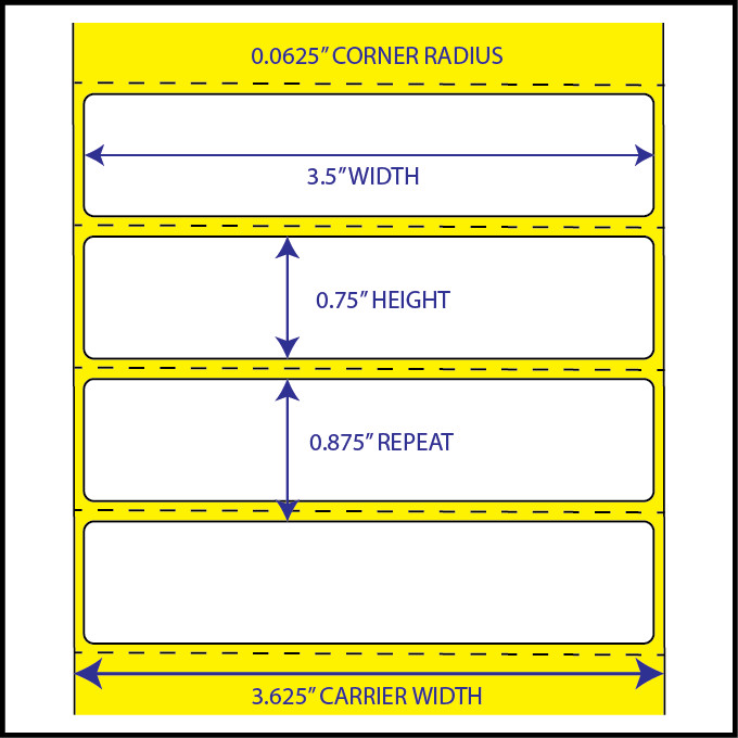 Direct Thermal 3.5″ x 0.75″ Labels for Printers that use rolls on 3″ core-4 roll