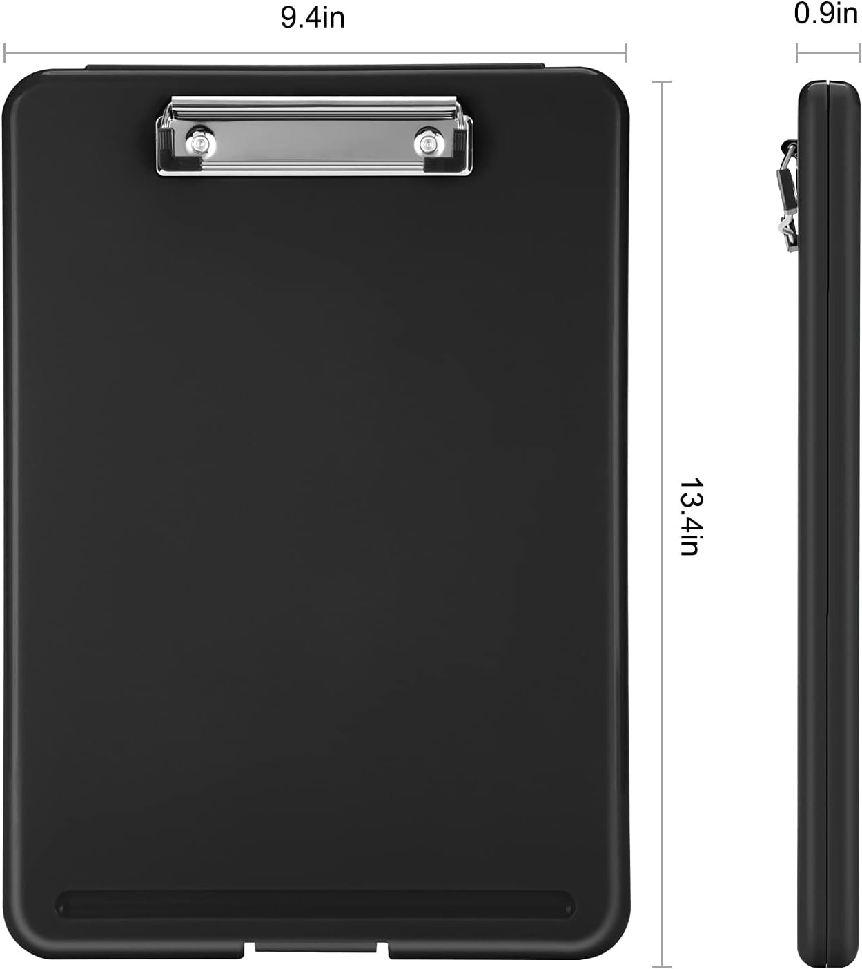 Clipboard with Storage, Heavy Duty Plastic Storage Clipboard w/ Low Profile Clip