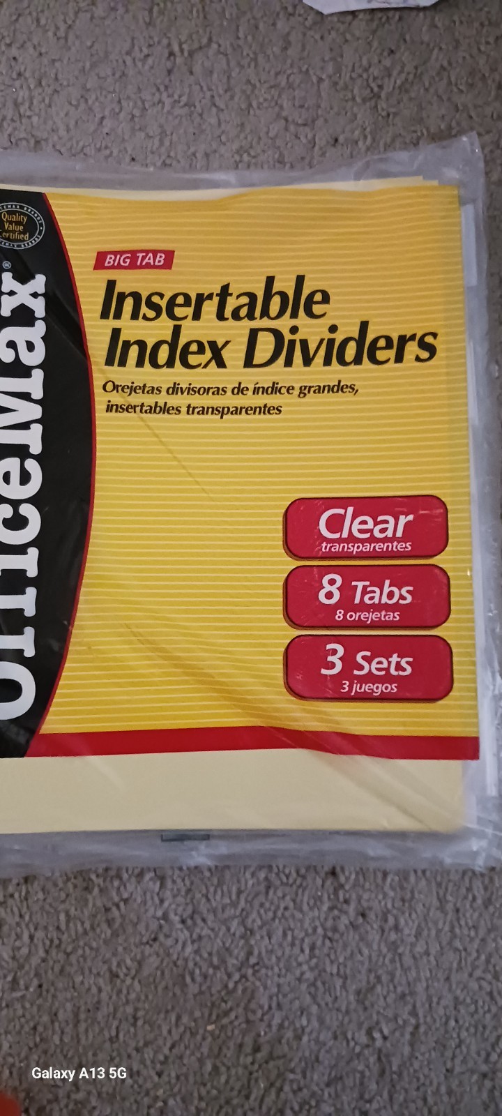 Office Max Insertable Index Dividers