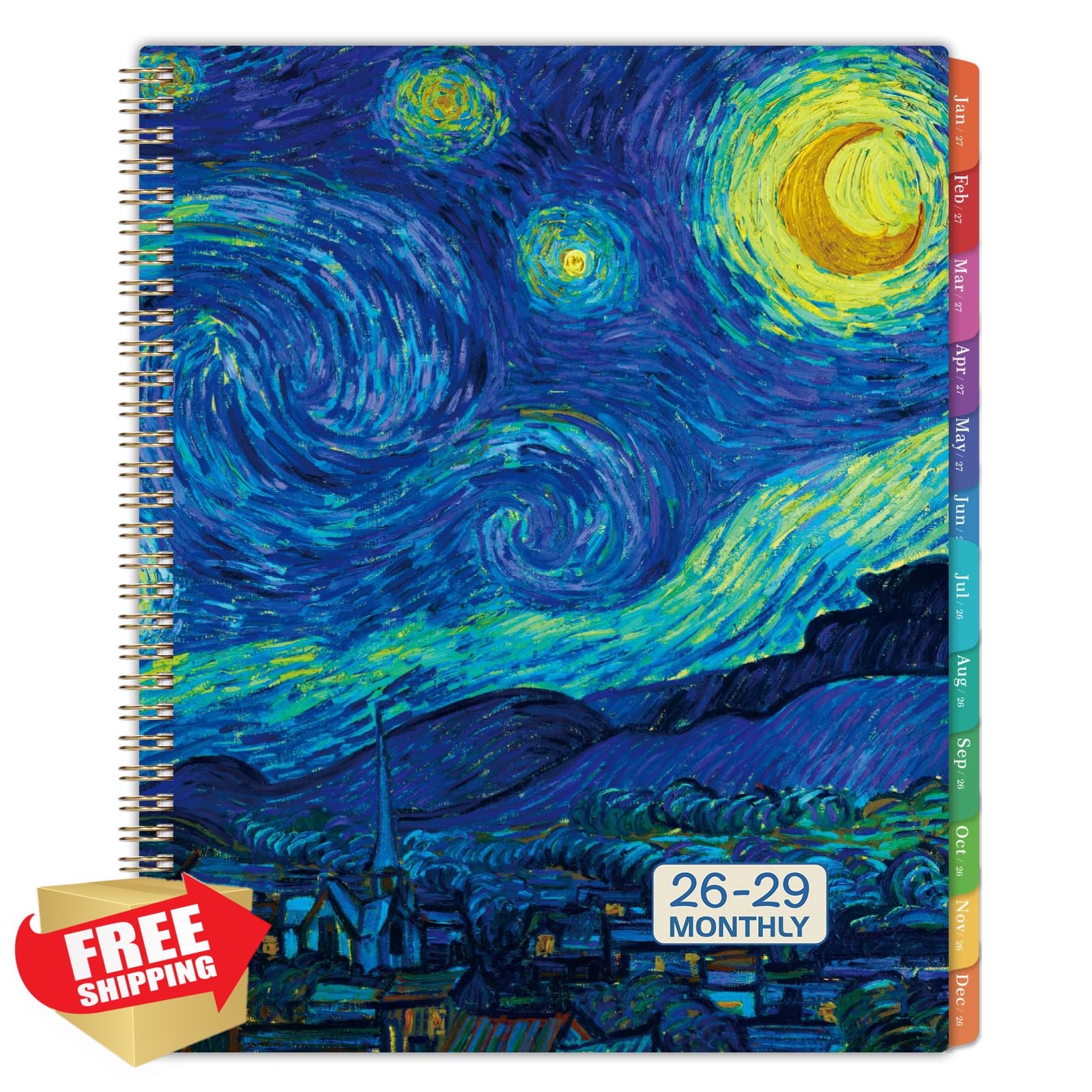 BooQool 3 Year Monthly Planner 2026-2029 Tabs Pocket